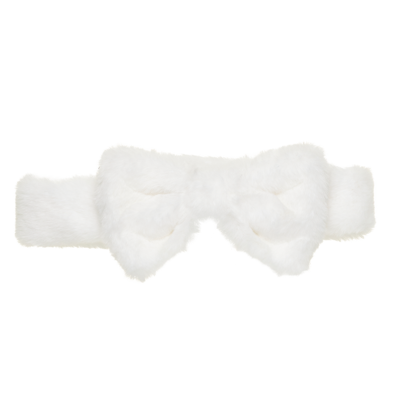 White Plush Bow Headwrap