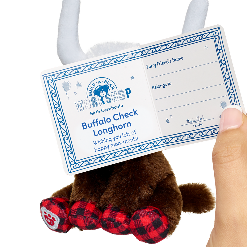 Build-A-Bear Mini Beans® Buffalo Check Longhorn Stuffed Animal