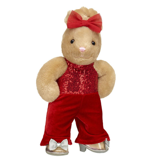 Pawlette Stuffed Animal Red Jumpsuit and Bows Gift Set