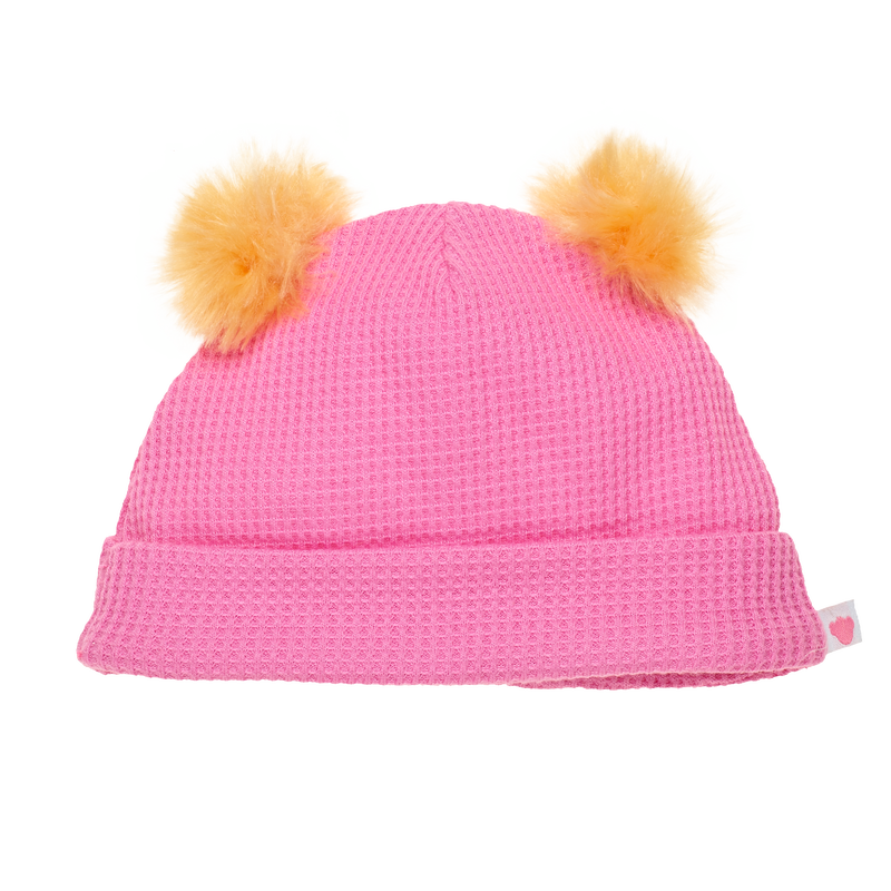 Pink Waffle Knit Beanie