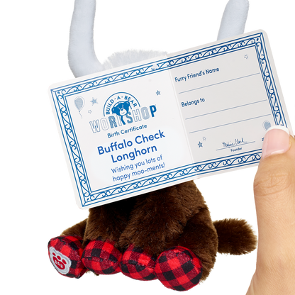 Build-A-Bear Mini Beans® Buffalo Check Longhorn Stuffed Animal