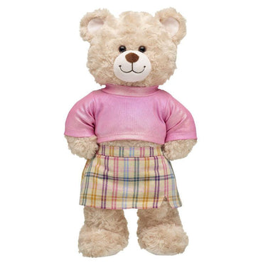 2 pc. Pink Top and Plaid Skirt Outfit - Build-A-Bear Workshop Australia