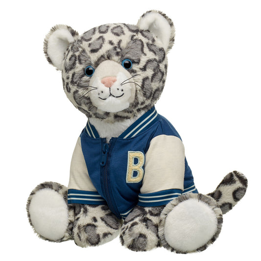 Snow Leopard Stuffed Animal Varsity Jacket Gift Set